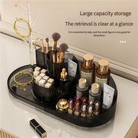 Organisateur de Maquillage en Plastique Rotatif à 360 Degrés, Grande Capacité, Boîte de Rangement Cosmétique Multifonctionnelle pour Bureau, Pinceaux, Boucles d'Oreilles et Bijoux