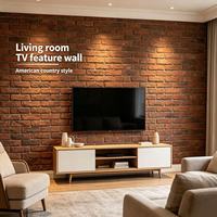 Künstlicher Stein Rotbraune Faux-Ziegel 3D-Textur Leichtgewichtig für Café-Gästehaus-Fassade und Wohnzimmer-TV-Akzentwand