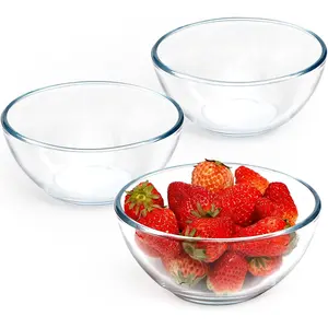 玻璃沙拉碗微波炉洗碗机安全上菜碗搅拌上菜透明硼硅酸盐玻璃水果碗套装
