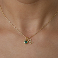 Collier Cœur avec 12 Pierres de Naissance, Pendentif DIY Lettre et Pierre de Naissance du Mois, Bijoux de Mode Quotidien pour Femme