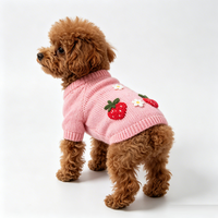 Vêtements pour animaux de compagnie à la mode, pull en tricot à pois pour chien, col roulé en dentelle, chaud pour l'hiver