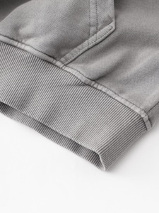 100% cotone pesante <span class=keywords><strong>oversize</strong></span> con cerniera lavata con cappuccio Logo personalizzato <span class=keywords><strong>giacca</strong></span> di spugna tinta unita <span class=keywords><strong>nera</strong></span> Streetwear da uomo - Product Image 4