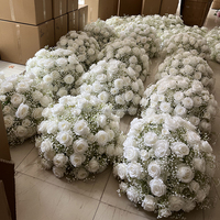 Décoration d'événement de luxe bon marché, boule de fleurs artificielles en rose et souffle de bébé de 60 cm, boules de fleurs de mariage pour centre de table