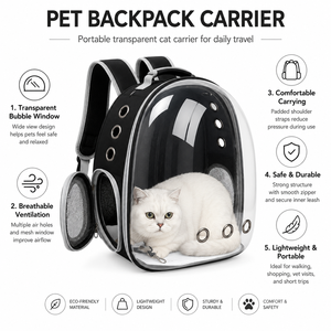 Mochila Moderna con Ventana Transparente para Mascotas Pequeñas, Ideal para Viajes en Avión y Aventuras al Aire Libre - Product Image 1