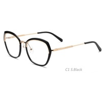 Frame Kacamata Optik Model 25168 Kotak Kombinasi Logam Asetat Vintage Asetat Logo Custom Stok Tersedia Kacamata Retro