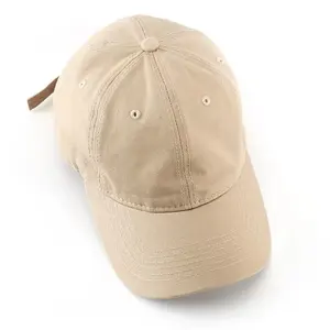 Fashion Khaki Dad Hat Plain Baseball Cap High Quality Blank Cotton Hat 6 Panel Caps For Men Women