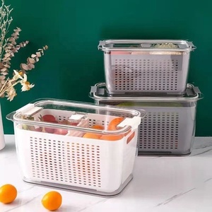 Freshmage – Contenants de rangement rectangulaires en plastique pour fruits, avec passoire amovible, compatibles lave-vaisselle, lot de 4 pièces, pour conserver les baies et les légumes - Product Image 3
