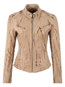 Veste pour femme en cuir Nappa ciré beige 100% authentique, finition cirée, fermeture éclair YKK, marque privée, usine OEM/ODM, vente en gros - Product Image 2
