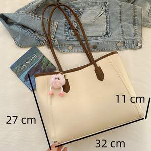 2025 विंटेज-प्रेरित बड़ी क्षमता हल्के कोरियन शैली में पु चमड़े के कंधे हैंडबैग महिलाओं के लिए टोट बैग बैग - Product Image 2