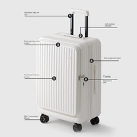 Tas Trolley Laptop PC Multifungsi dengan Penutup Depan, Ritsleting Samping, Ukuran 20 Inch, Dapat Diperluas, Cocok untuk Perjalanan