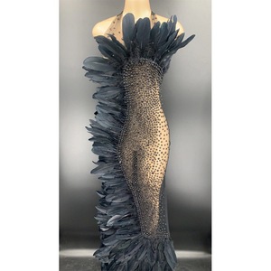 Sexy <strong>Red</strong> Crystal See Through Feathers Mermaid <strong>Dress</strong> Women Prom Long <strong>Dress</strong> Stage Costume Rhinestone Wedding Evening Party <strong>Dress</strong> - Product Image 6