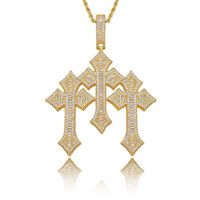 BESDZ0568 pendentif croix en laiton européen américain Hip-Hop croix pendentif mode plaqué or incrusté zircon cubique collier pour hommes