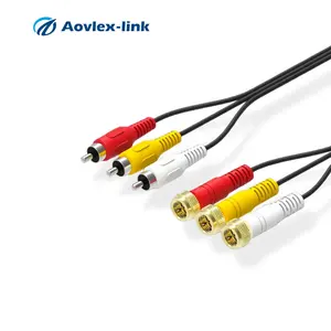 Cable de conectores de audio y vídeo, RG6 RCA a 3 mini, 3 F