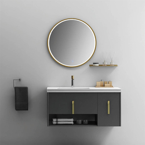 Vanità del bagno del compensato di finitura della pittura verde del lavandino singolo fissato al muro di progettazione moderna operata da 50 pollici con il gabinetto dello <span class=keywords><strong>specchio</strong></span> principale - Product Image 5