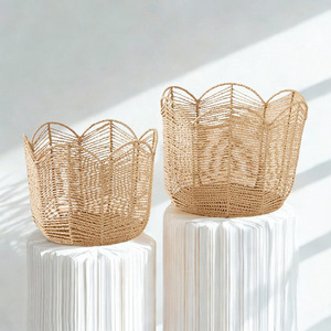 Woven <b>Storage</b> <b>Basket</b> Round Handmade Rattan <b>Basket</b> For Bathroom Toy Organizer <b>Large</b> 40x31Cm Standing Type - Product Image 3