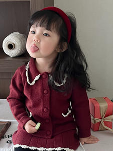 Autumn and Winter Casual <strong>Girls</strong> <strong>Christmas</strong> Two Piece Set Hand-Crocheted Warm <strong>Outfit</strong> Top + Skirt <strong>Girls</strong> Baby Sweet Clothing Set - Product Image 3