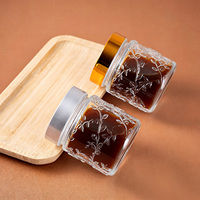 Pot vide personnalisé pour soins de la peau 120 ml, en verre gaufré motif floral, pour crème et pommade, avec couvercle noir
