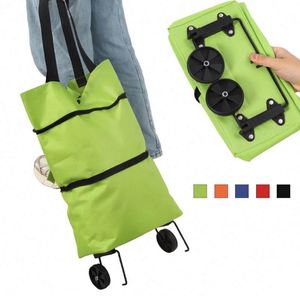 Chariot utilitaire moderne multifonction pliable et léger en tissu Oxford imprimé sérigraphié avec roues pour les courses - Product Image 1