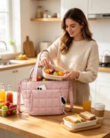Sac isotherme pliable pour femme, léger, imperméable, en polyester, avec 7 poches, sangle réutilisable, souple, capacité 15 canettes