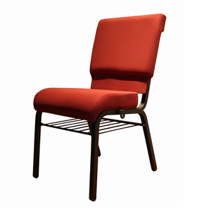 Chaise d'église empilable en métal avec rembourrage en tissu, porte-documents sous le siège et clips de connexion pour auditorium/usage liturgique - Product Image 4