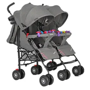 Hochwertiger Twin Baby Umbrella Einfach zusammen klappbarer Dreirad Kinderwagen Doppel Kinderwagen Twin Kinderwagen