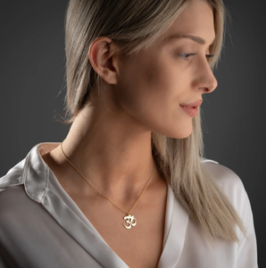 Collana con ciondolo Yoga Om alta lucidata in oro 18k alla moda gioielli indù Chakra <span class=keywords><strong>Maratha</strong></span> simbolo accessorio affascinante - Product Image 2