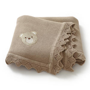 Customizable 100% Cotton Knitted <strong>Baby</strong> <strong>Blanket</strong> with Bear Swaddle Wrap <strong>Personalised</strong> Bedding <strong>Baby</strong> <strong>Blankets</strong> for Newborns - Product Image 1