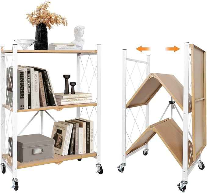High Quality Wheeled Mobile Storage Rack Multi-Layer Foldable Bookshelf ...