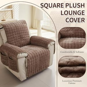 Housse de fauteuil inclinable matelassée en fausse laine personnalisable avec poches latérales, lavable, pour fauteuils inclinables de grande taille - Product Image 2