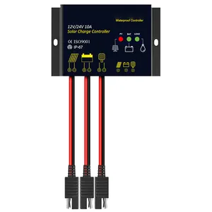 Contrôleur de charge solaire 10A étanche contrôleur de panneau solaire 12V/24V PWM batterie de panneau solaire pour RV bateau voiture