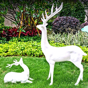 Escultura de Ciervo de Fibra de Vidrio con Diseño Abstracto de Animal, Reclinado, 550x250x500mm, Decoración para Oficina, Regalo de Inauguración, Muebles de Exterior - Product Image 1