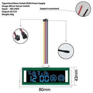 สวิตช์เซ็นเซอร์สัมผัสแบบกดคู่ 2+1 ปุ่ม พร้อมหน้าจอ LCD แสดงผล CCT ปรับหรี่แสงได้ รองรับ DC 12V 60W 5A  พร้อมหน่วยความจำ  ควบคุมเวลาและอุณหภูมิ  IP21 สำหรับกระจกอัจฉริยะ ใช้ในโรงแรม  รองรับความหนา 1-6 มม. - Product Image 6