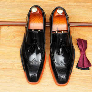 Chaussures Derby luxueuses gravées, en cuir véritable de haute qualité, cuir de vache brogue durable, adaptées aux tenues de cérémonie et professionnelles. - Product Image 5