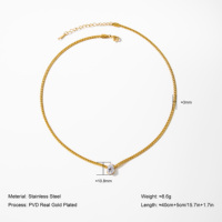 YF4036 Collier Chaîne Tendance Plaqué Or 18 carats Luxe Étanche en Acier Inoxydable avec Pendentif Goutte d'Eau en Zircon