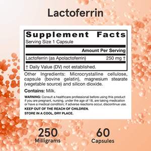 Capsules <span class=keywords><strong>de</strong></span> lactoferrine lyophilisée à marque privée OEM 250 mg Apolactoferrine avec supplément gommeux <span class=keywords><strong>de</strong></span> protéines <span class=keywords><strong>de</strong></span> <span class=keywords><strong>lait</strong></span> pour le soutien immunitaire - Product Image 6