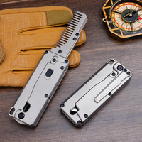 Couteau pliant EDC en titane TGZUO avec peigne, couteau de poche tactique multifonctionnel, brise-vitre de précision CNC, outil de survie