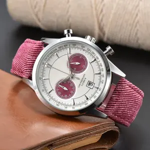 Bracelet Jewelry Relogio Masculino Reloj Hombre CARL F. BUCHERER Manero Flyback Fabric Strap Quartz Watch Free Shipping for Men