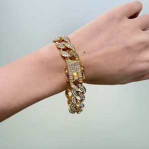 Neue Hip-Hop-Chic Kupferlegierung Kühlende Doppelreihige Verstellbare Temperamentvolle Herren- und Damen-Kubanische Mode-Ketten & Gliederarmbänder - Product Image 6