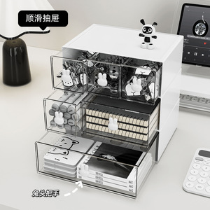 Office Organizer Transparent Drawer Storage Box With Compartments Stackable Desktop Student Stationery Holder Cabinet - Product Image 3