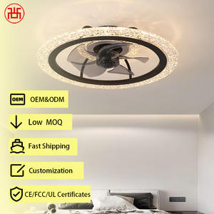 Ventilateur de plafond moderne de luxe à 6 vitesses, LED, profil bas, télécommande intelligente, moteur DC BLDC, gradation progressive, électrique, noir cristal 5 - Product Image 1