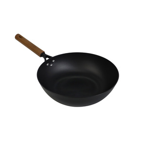 Utensilios de Cocina Asiáticos, <span class=keywords><strong>Wok</strong></span> Tradicional Chino de Hierro Fundido Ligero con Base Plana y Mango de Madera - Product Image 3