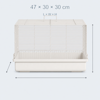Cage à hamster durable à double compartiment avec plateau inférieur amovible, accessoires en fil d'acier ABS et bois, design moderne 47x30x30cm