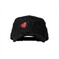 Gorra de Béisbol Negra 100% Nueva y Original con Bordado de Barbas, 5 Paneles, Rayas Étnicas, Gorras Personalizadas con Diseño de Barbas