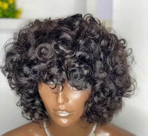 Perruque Courte Bob Pixie Heybaby avec Frange, Cheveux Humains Vierge Indiens Bruts Bouclés, Fournisseur de Perruques - Product Image 1