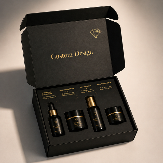 Custom Black Cardboard Mailer Boxes for Cosmetic Luxury Gifts with Embossing Eco-Friendly & Recycled Materials