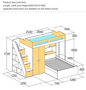 NOVA Ensembles de meubles pour chambre d'enfants <span class=keywords><strong>lit</strong></span> double haut et <span class=keywords><strong>bas</strong></span> <span class=keywords><strong>Lit</strong></span> superposé 3 <span class=keywords><strong>en</strong></span> 1 <span class=keywords><strong>en</strong></span> bois massif moderne <span class=keywords><strong>avec</strong></span> rangement - Product Image 3