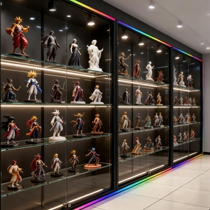 Vitrina de Cristal para Legos, Vitrina de Exhibición de Vidrio Templado Personalizada con Iluminación LED de Color en la Base, Exhibidor de Productos para Tiendas de Cigarrillos - Product Image 1