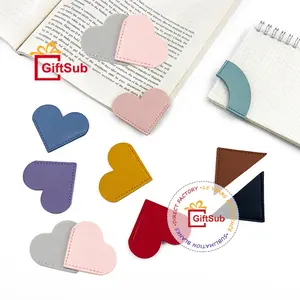 Custom PU Leather Heart Bookmark Creative Book Corner Protector Book Page Holder Simple Book And Magazine Divider