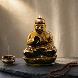 Buda de ojo de tigre - tallado artesanal del Señor Buda sereno y en meditación - cristal/reiki/curación - 4 pulgadas y 237 - Product Image 3