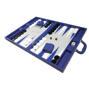 Backgammon professionnel <span class=keywords><strong>de</strong></span> luxe en cuir <span class=keywords><strong>de</strong></span> qualité supérieure <span class=keywords><strong>de</strong></span> 19 pouces marron et bleu <span class=keywords><strong>de</strong></span> haute qualité - Product Image 4